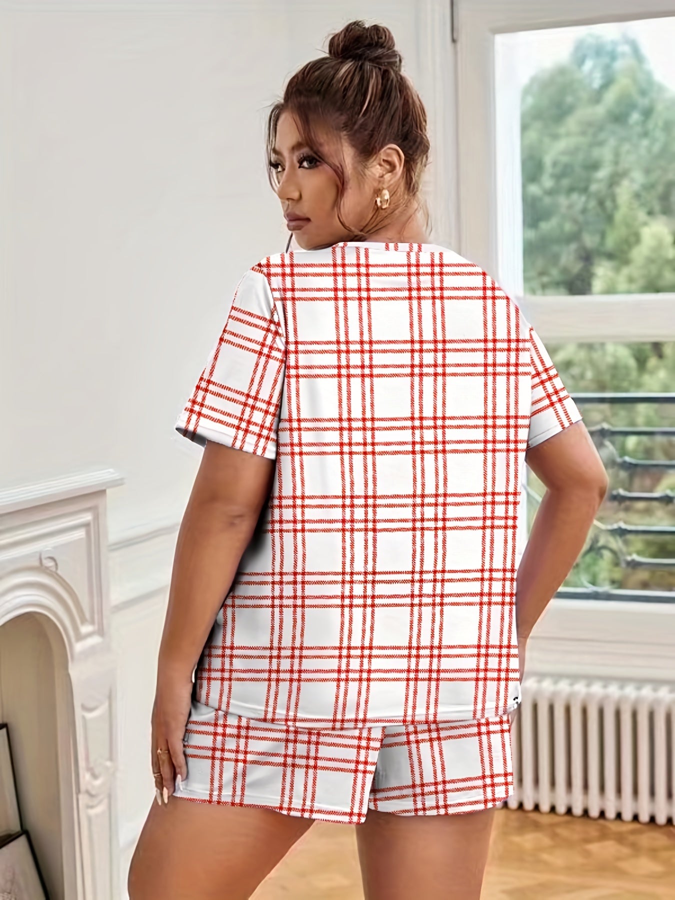  Plaid Tee & Shorts 2pcs Set