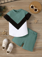 2pcs Baby Boys Casual T-shirt & Shorts Set Kids' Clothes