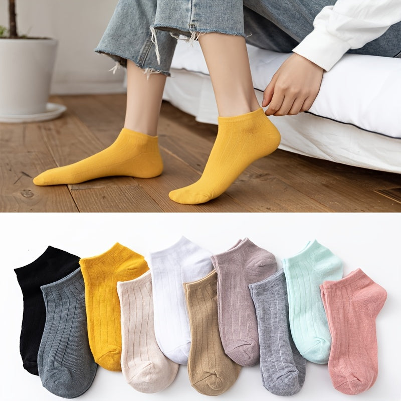 10 Pairs Textured Short Socks Striped Comfy Soft Ankle Stockings
