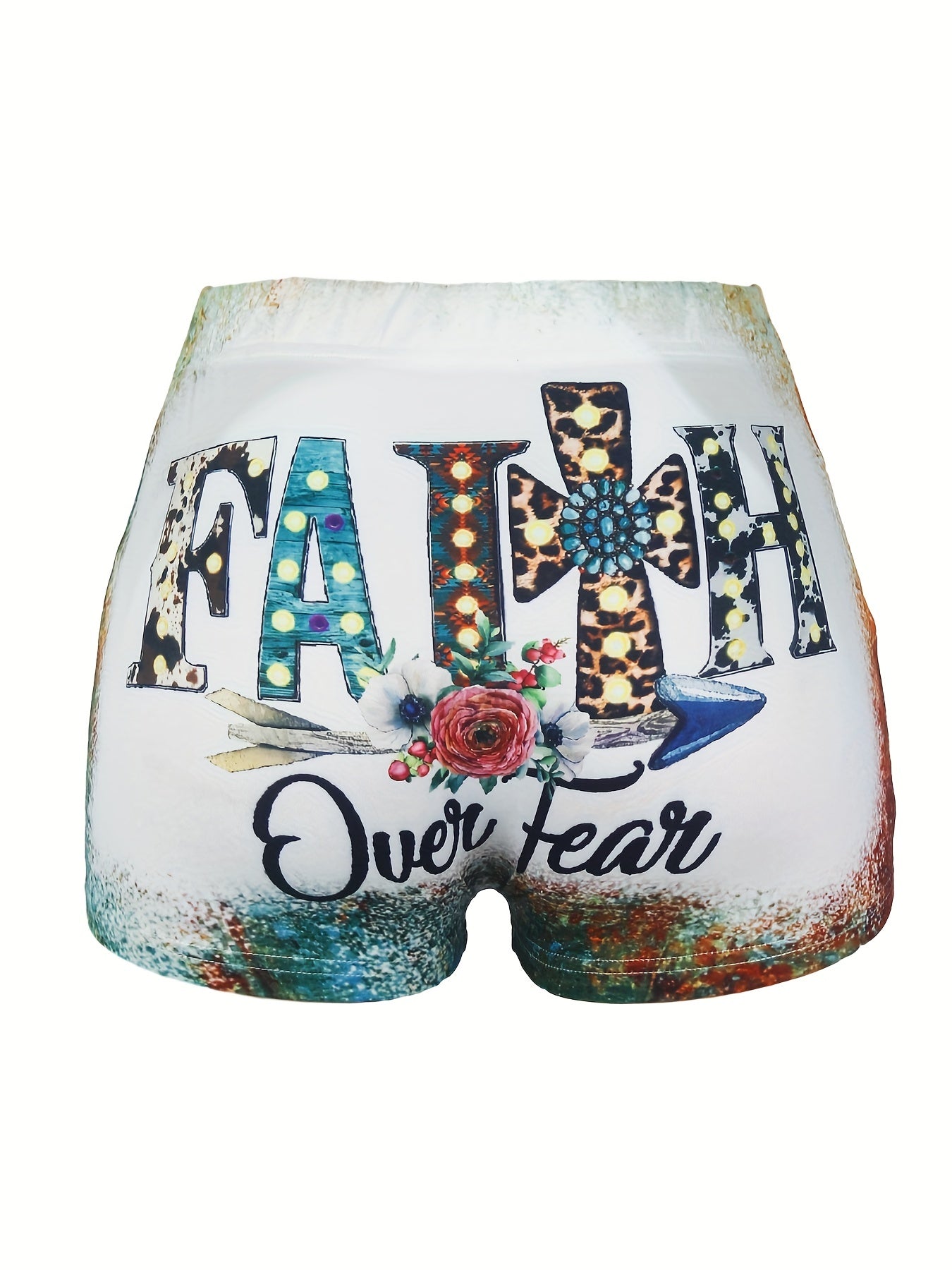 Letter Print Skinny Shorts Casual Shorts Spring & Summer Women's Clothing