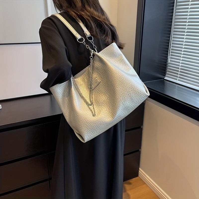 Lychee Pattern Tote Bag with Chain Decor