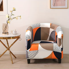 Stretch Club Chair Slipcover Geometric Pattern