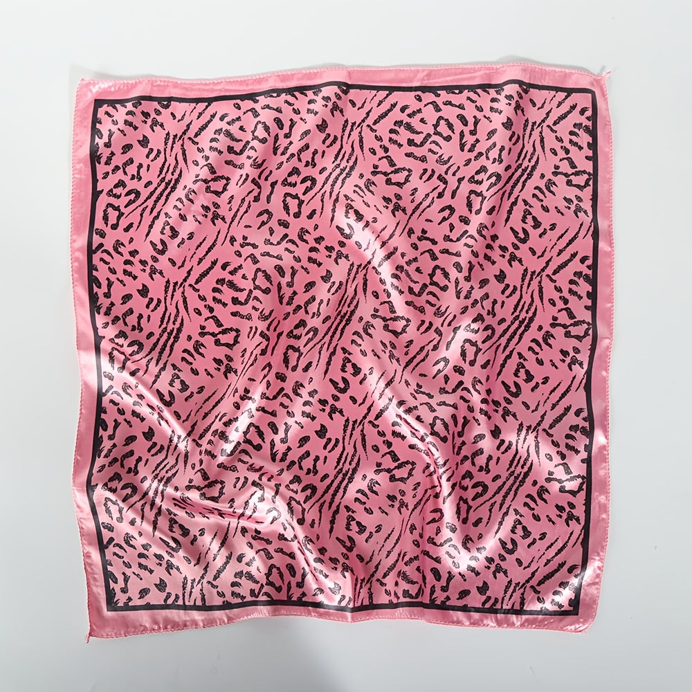 Small Square Satin Scarf Solid Graffiti Leopard Print Head Wrap Hair Accessories