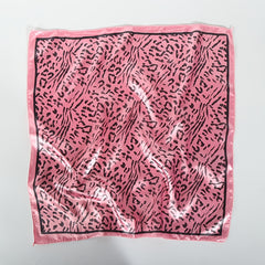 Small Square Satin Scarf Solid Graffiti Leopard Print Head Wrap Hair Accessories