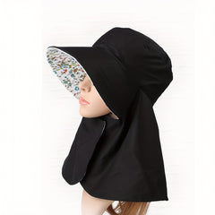 Flower Print Sun Hat Wide Neck Guard UV Protection Visor Hat