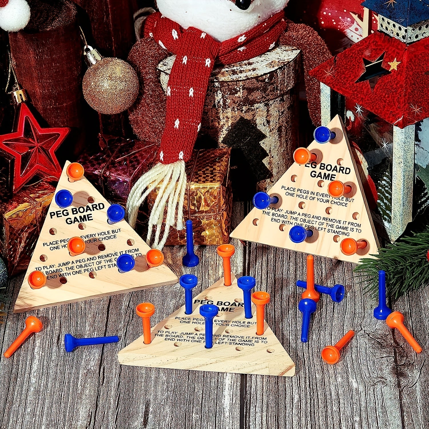 Wooden Triangle Peg Games - Family Board Game - Travel Games