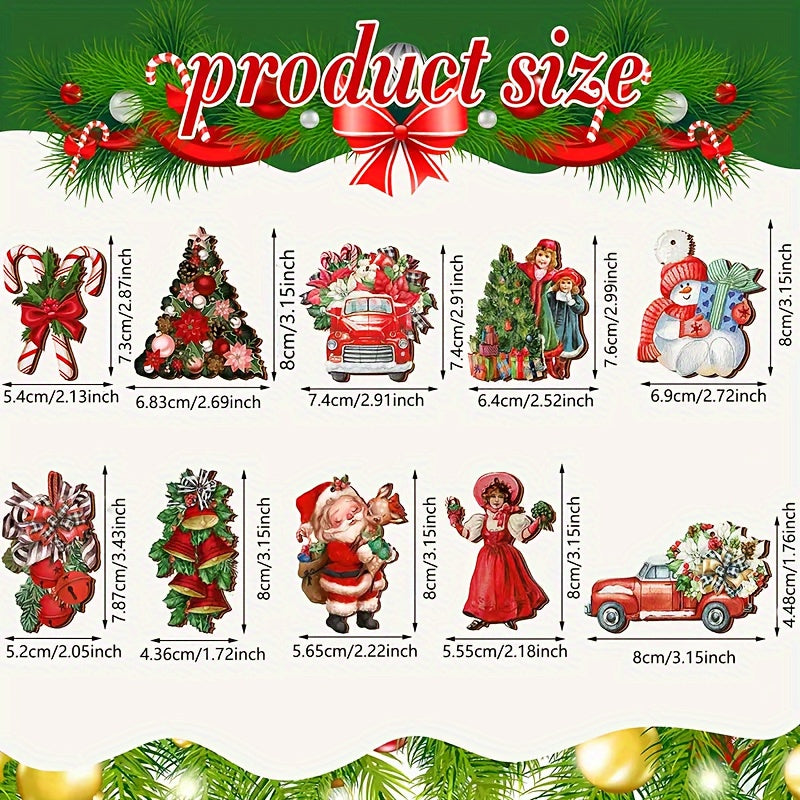 10pcs Christmas Santa Wooden Hanging Ornaments Party Decor Tree Decorations