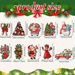 10pcs Christmas Santa Wooden Hanging Ornaments Party Decor Tree Decorations