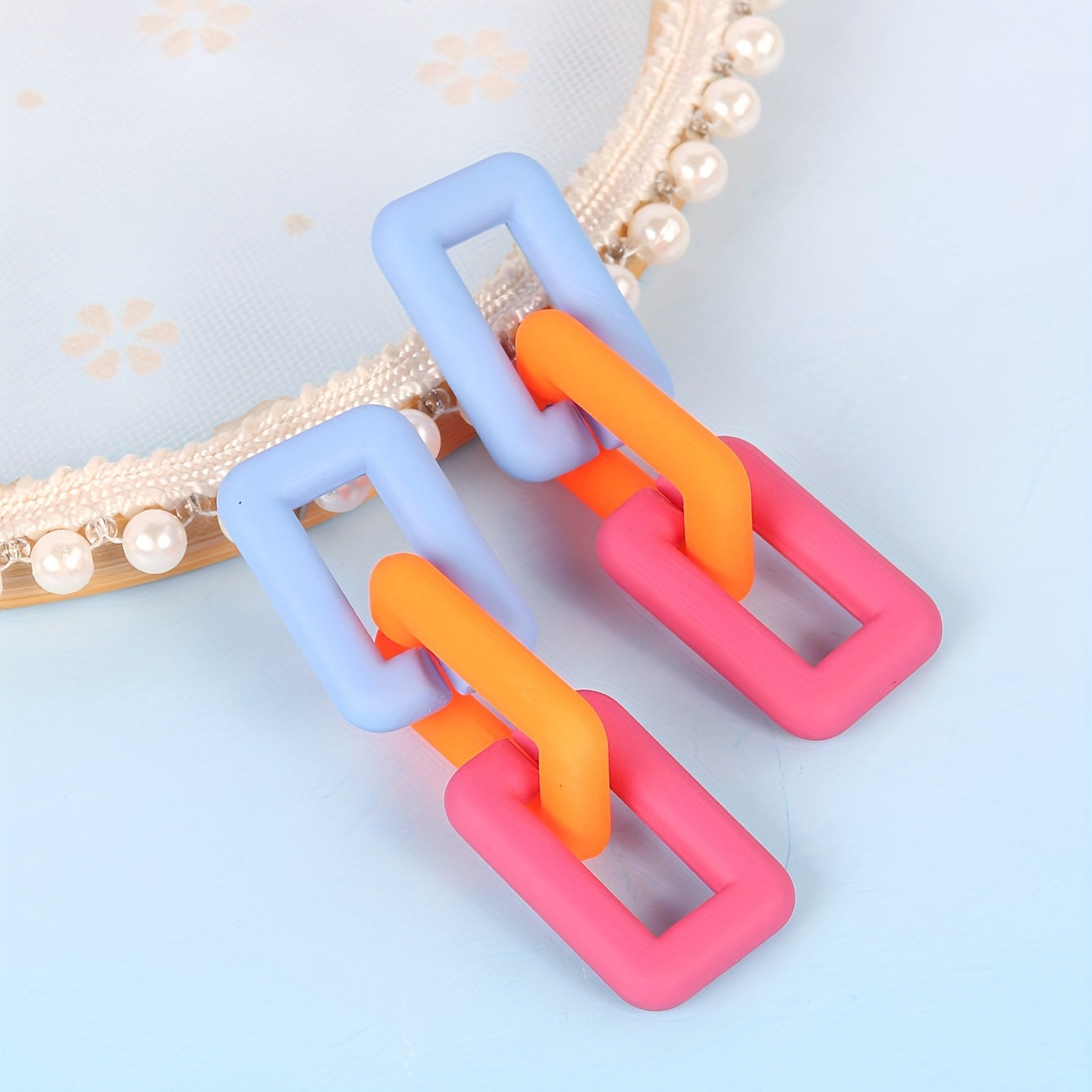 Colorful Chain Dangle Earrings Acrylic Jewelry Gift