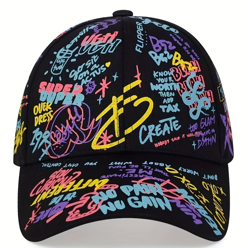 Colorful Letter Graffiti Baseball Cap Adjustable Couple Sun Hat & Dad Hats