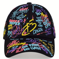 Colorful Letter Graffiti Baseball Cap Adjustable Couple Sun Hat & Dad Hats