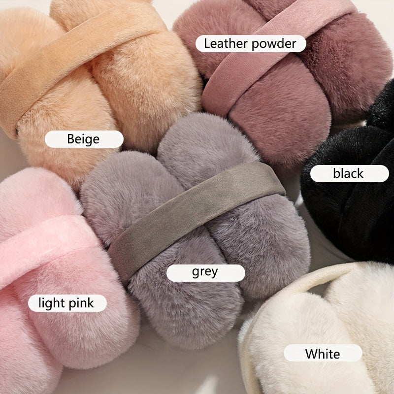 Women's Foldable Winter Earmuffs Plush Lining Windproof Cold Proof Ear Warm