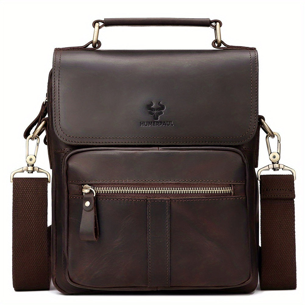 HUMERPAUL Leather Shoulder Bag Retro Top Layer Cowhide Crossbody Bag
