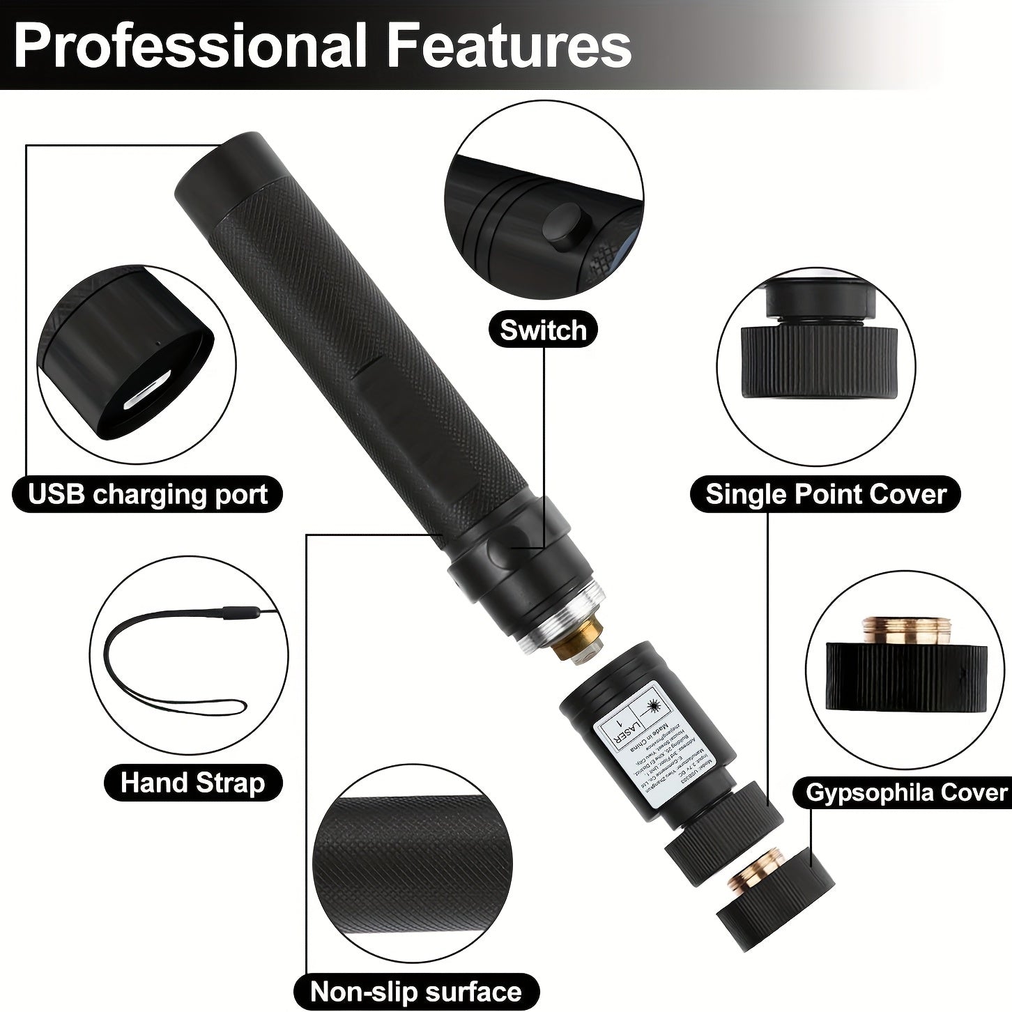 High Power Green Laser Pointer USB Charging Perfect for Night Walking