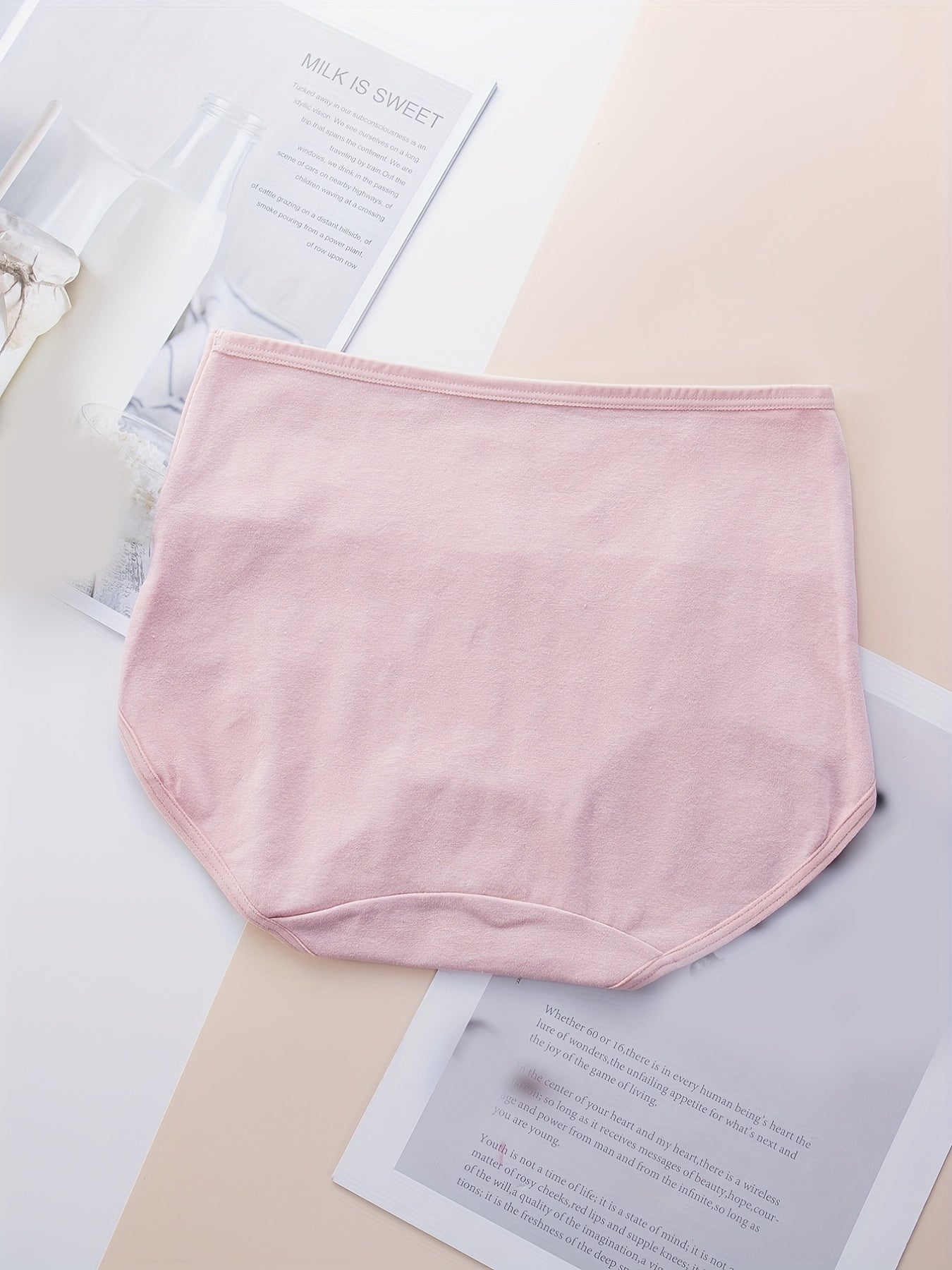 4pcs High Waist Stretchy Panties Breathable Solid Briefs