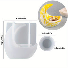 Moon Candle Holder Silicone Mould DIY Plaster Home Decoration