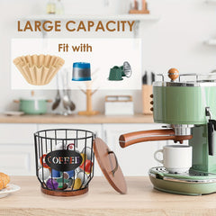 Rustic Coffee Filter Holder With Lid - Coffee Filter Storage Container Basket