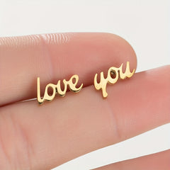 2pcs Men's Stainless Steel Love You Stud Earrings