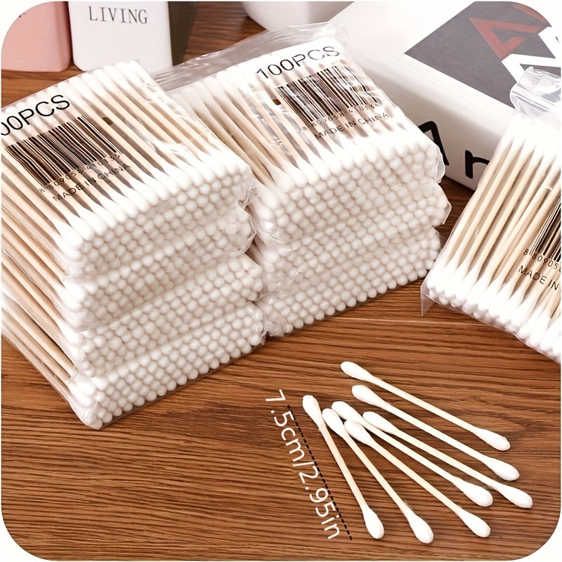 100pcs Bamboo Swab Double Stick Disposable Sanitary Swab
