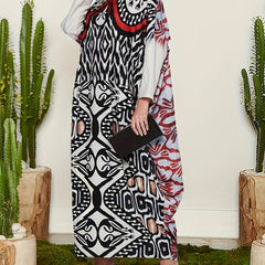 Retro Kaftan Dress Plus Size Graphic Print Batwing Sleeve Maxi Dress