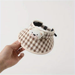 Large Brim Grid Children's Hat Baby Sunshade Cap UV Protection