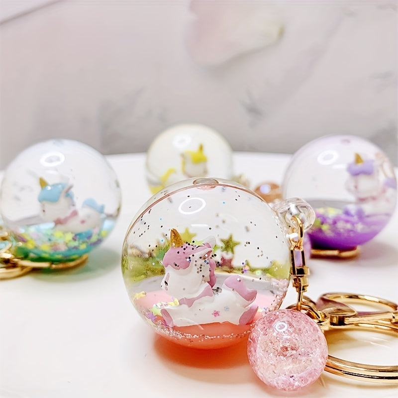 Crystal Ball Pendant Liquid Quicksand Keychain Car Key Chain