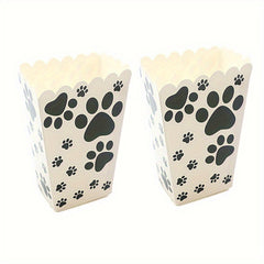 6pcs Dog Paw Print Popcorn Bags & Paper Buckets Movie Theater Decor
