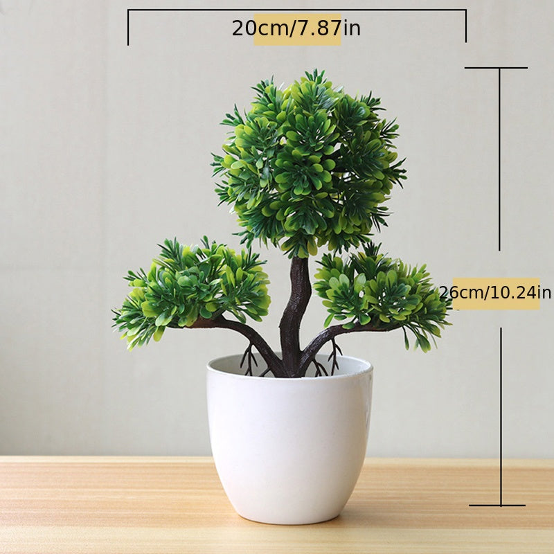 4pcs Artificial Potted Plant Plastic Bonsai Tree Flower Ornament