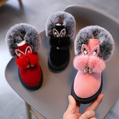 Rabbit Ears Snow Boots for Baby Girls Soft Warm Plus Fleece Boots
