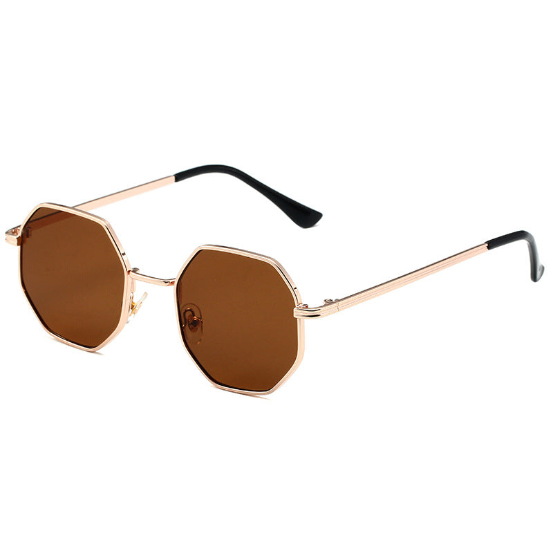 Gradient Lens Sunglasses Metal Polygon Frame UV Protection