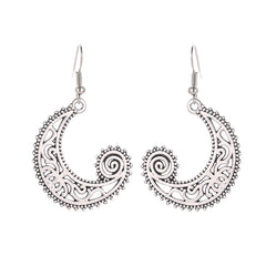 Bohemian Style Moon Hook Earrings Wave Spiral Shape Ear Drops
