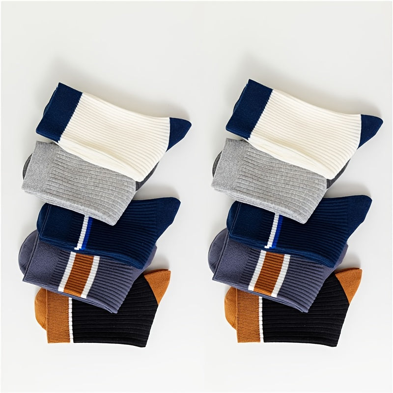 10 Pairs Stripe Print Ribbed Socks Women's Stockings