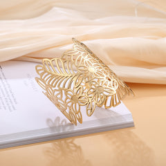 Boho Chunky Bangle Bracelet Hollow Flower Cuff Women Girls Party Accessories