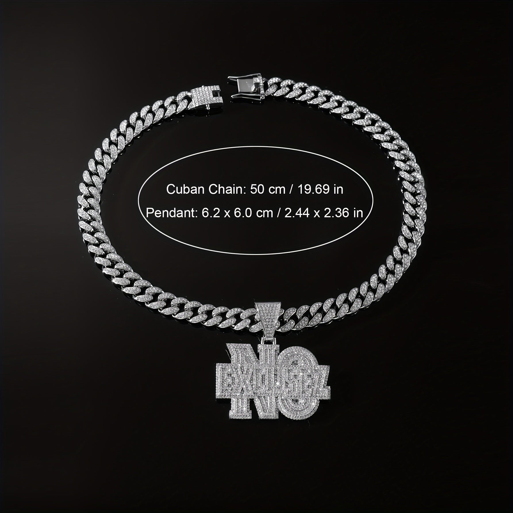 Hip hop Diamond Letter Pendant Necklace Men's Cuban Chain