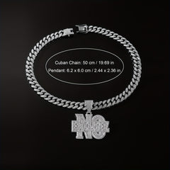 Hip hop Diamond Letter Pendant Necklace Men's Cuban Chain