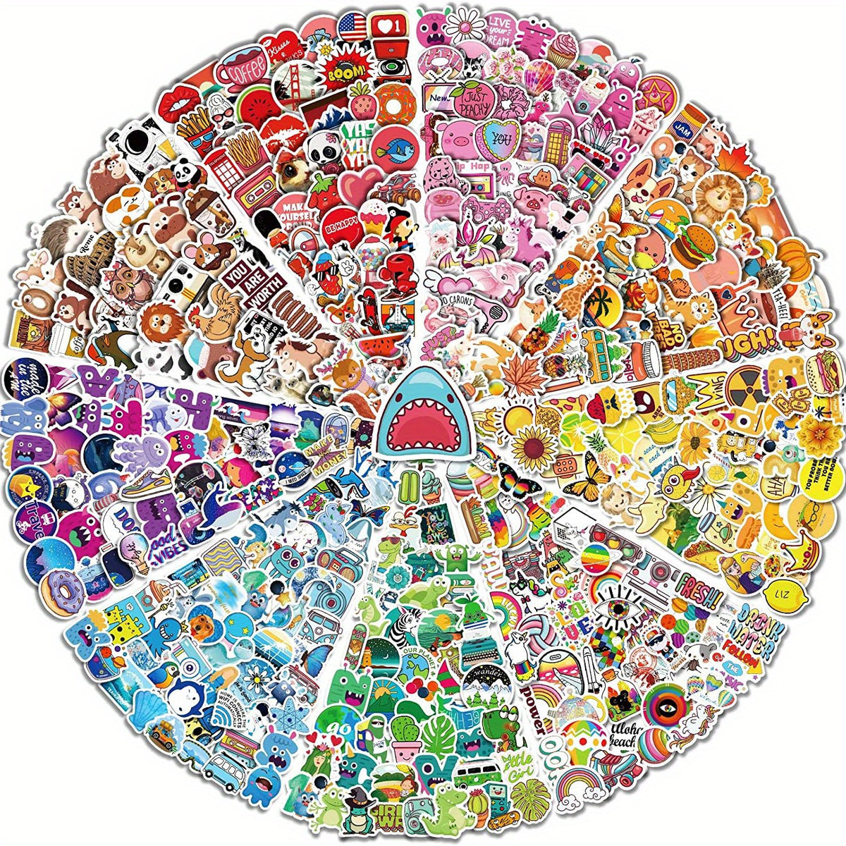 600pcs Cartoon Stickers Waterproof Vinyl Decals - Gift for Adults