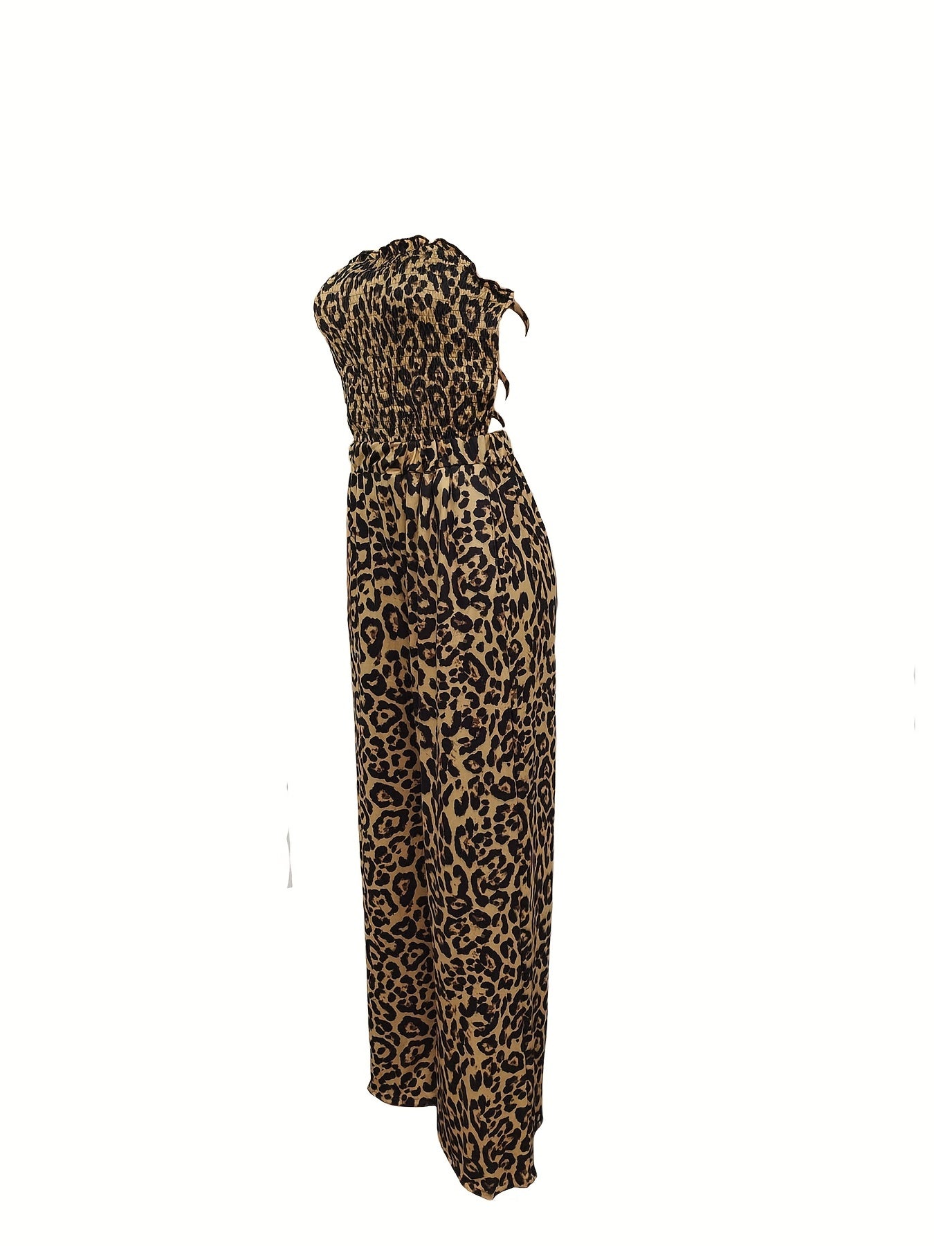 Leopard Print Wide Leg Jumpsuit Backless Sexy Jumpsuit