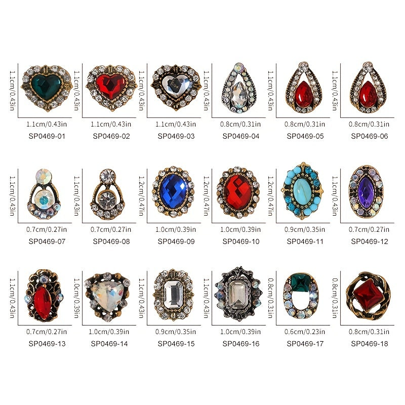 5 pcs 3D Crystal Nail Charms Large Rhinestones and Diamonds Silver Metal Charms