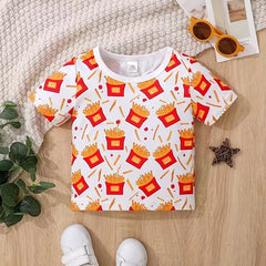 Toddler French Fries Cartoon Graphic T-shirt Top