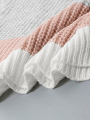  Colorblock Stripe Print Round Neck Jumper