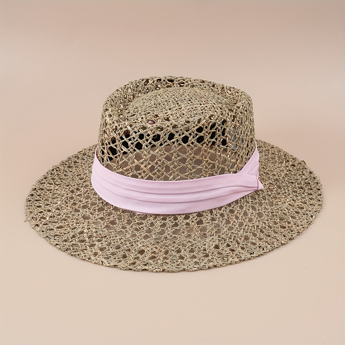 Straw Woven Flat Top Hat European American Style