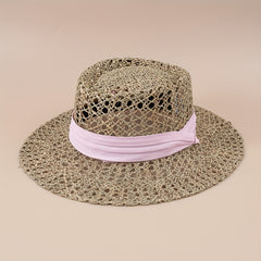 Straw Woven Flat Top Hat European American Style