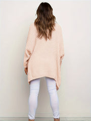  Solid Bat Sleeve Cardigan With Pockets