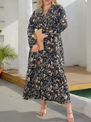  Allover Print Long Sleeve Maxi Dress