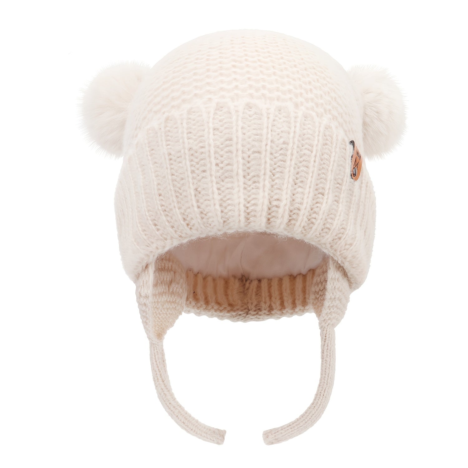 2pcs Baby Winter Beanie Hat Newborn Infant 100% Cotton Lining Warm Knitted Hat
