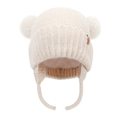 2pcs Baby Winter Beanie Hat Newborn Infant 100% Cotton Lining Warm Knitted Hat