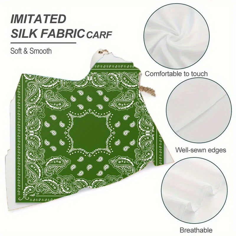 One Piece Green Floral and Leopard Print Square Scarf