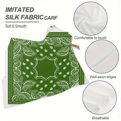 One Piece Green Floral and Leopard Print Square Scarf