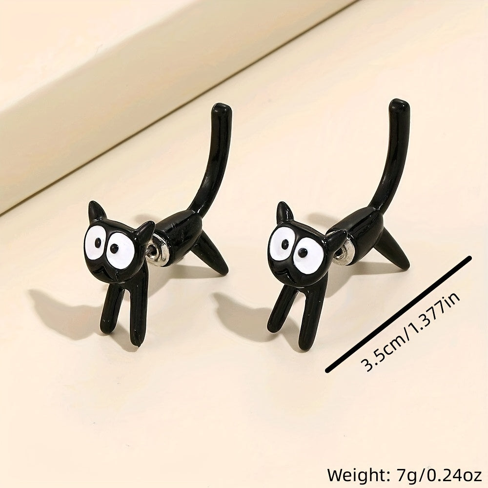 Cartoon Cat Stud Earrings for Girls