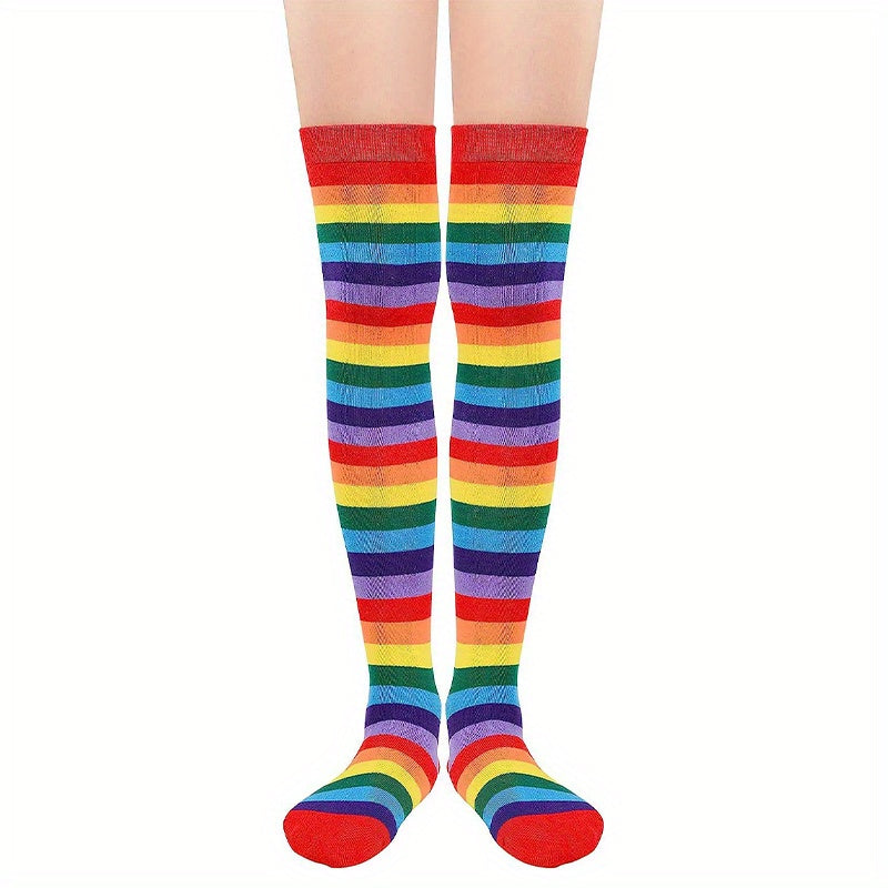 Colorful Striped Over The Knee Socks Women's Stockings